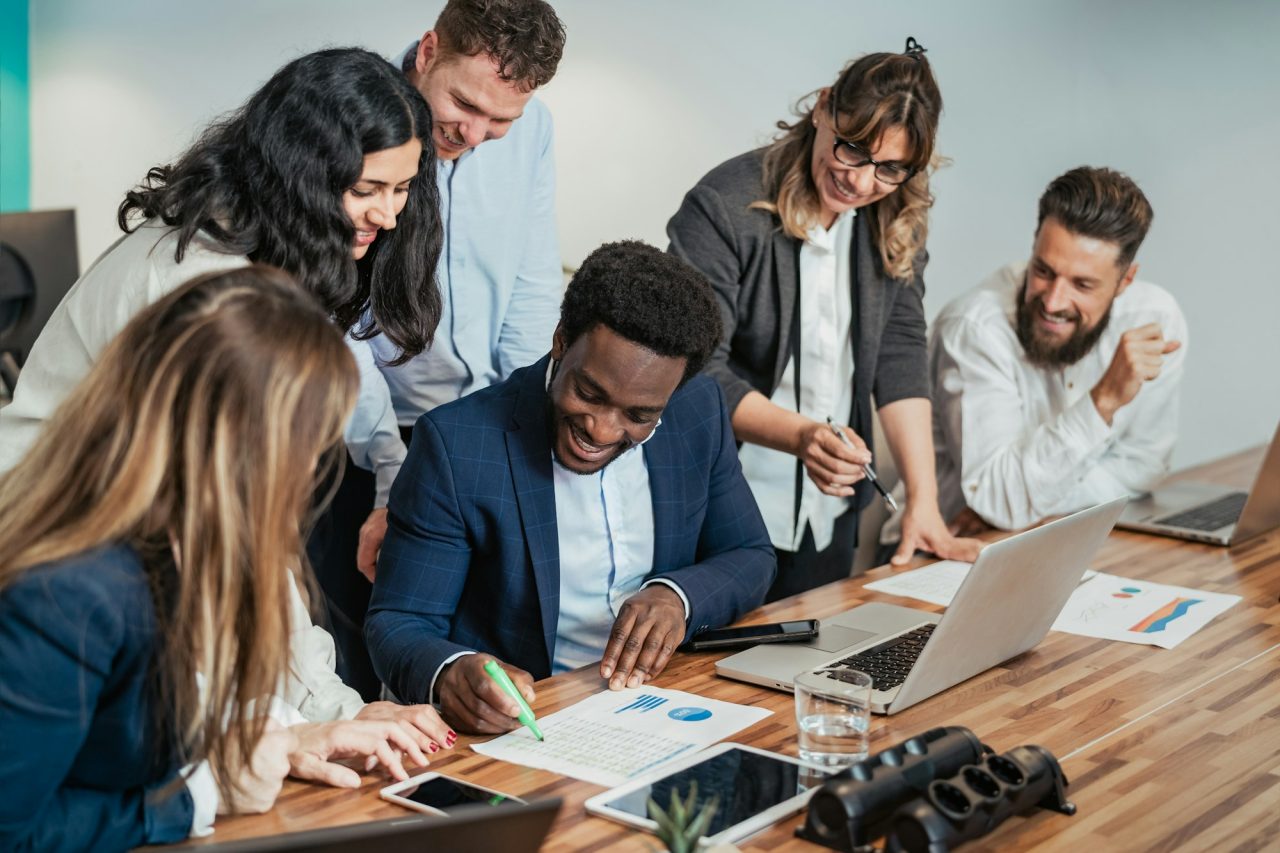 Business Team Of Diverse People Doing Strategic Planning Work Inside Modern Office